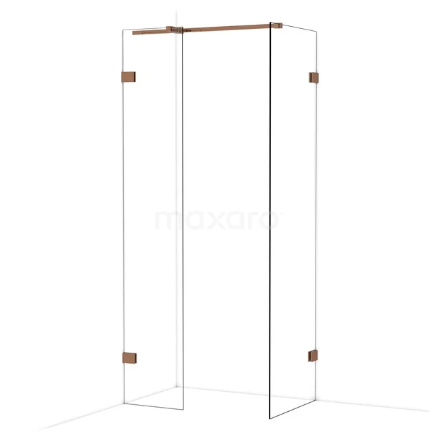 Diamond Inloopdouche | 60x40 cm Glanzend koper Helder glas 2 vaste wanden IDB0406320GKP
