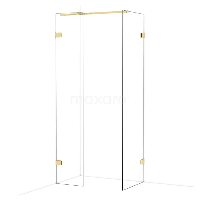 Begehbare Duschen IDB0406320GLG Duschtür Set, Klarglas mit goldfarbenen Scharnieren, minimalistisches Design für ein stilvolles Badezimmer.