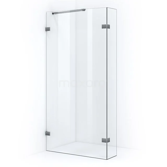 Glas Duschwand mit Chromhaltern, modernes Design, perfekt für stilvolle Badezimmergestaltung.