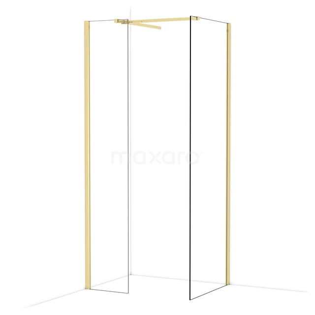 Begehbare Duschen IDB0407510GLG Gold mattes Glas Duschwand mit schickem Rahmen-Design, ideal für eine stilvolle und moderne Badezimmergestaltung.