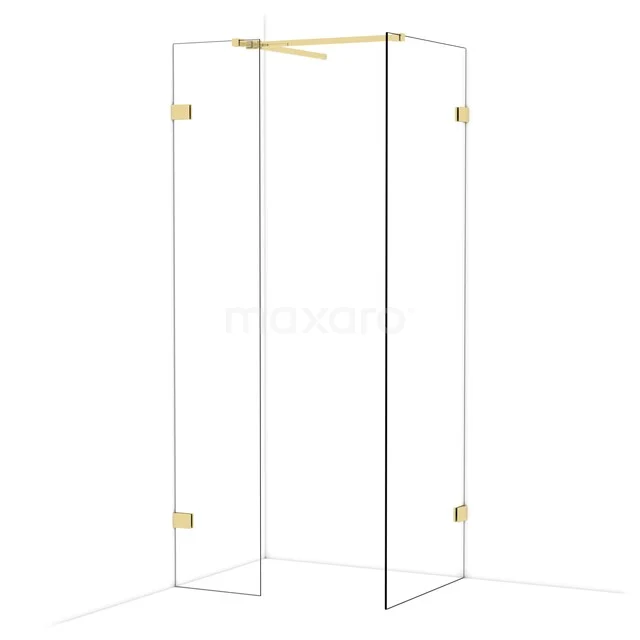 Glas Duschkabine mit goldfarbenen Scharnieren und luxuriösem Aussehen, ideal für eine stilvolle Badezimmer Einrichtung.