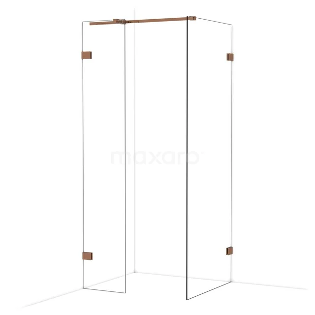 Begehbare Duschen IDB0408320GKP Duschwand mit Eckaufstellung, Klarglas und bronzen Scharnieren, ideal für eine stilvolle Badezimmer Einrichtung.