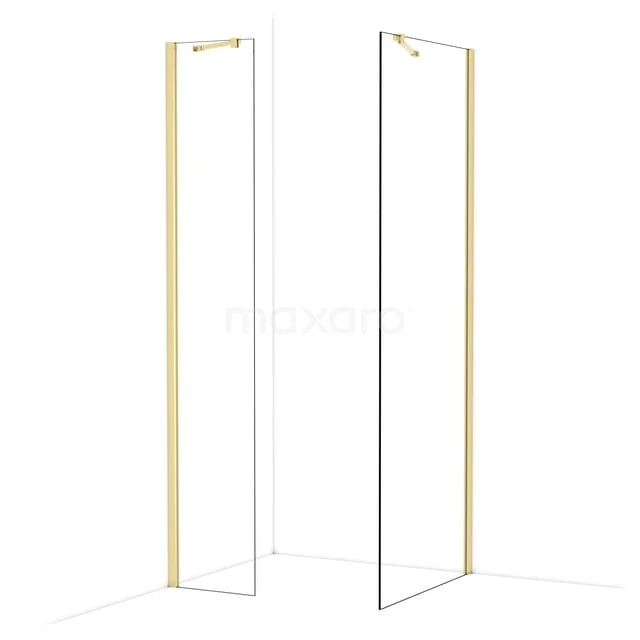 Diamond Inloopdouche | 80x40 cm Glanzend lichtgoud Helder glas 2 vaste wanden IDB0408410GLG