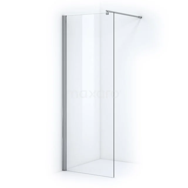 Zircon Essence begehbare Dusche | 80 cm Chrom Feste Wand EW-08013 Glasene Duschwand mit Aluminiumprofil, minimalistisches Design, ideal für moderne Bäder.