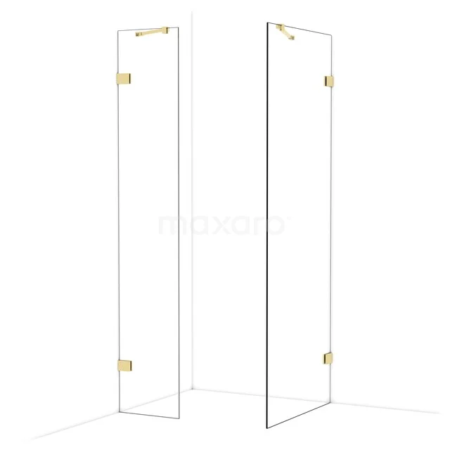 Diamond Inloopdouche | 80x40 cm Glanzend lichtgoud Helder glas 2 vaste wanden IDB0408420GLG Diamond Inloopdouche | 80x40 cm Glanzend lichtgoud Helder glas 2 vaste wanden IDB0408420GLG