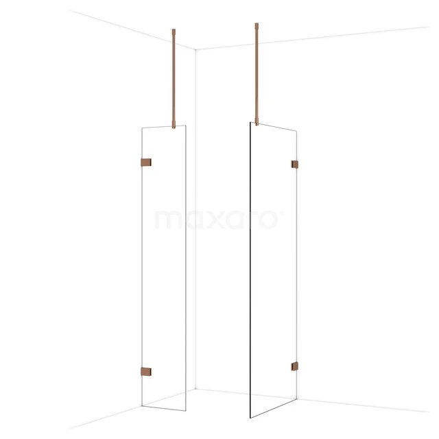Begehbare Duschen IDB0408920GKP Transparente Duschwand aus Glas mit kupferfarbenen Akzenten, ideal für ein modernes Badezimmer.
