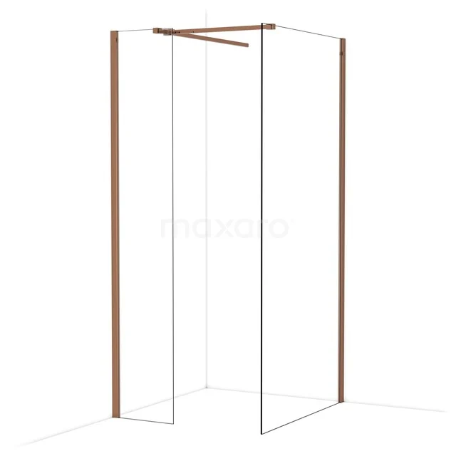 Diamond Inloopdouche | 100x40 cm Glanzend koper Helder glas 2 vaste wanden IDB0410510GKP Diamond Inloopdouche | 100x40 cm Glanzend koper Helder glas 2 vaste wanden IDB0410510GKP