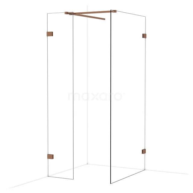 Diamond Inloopdouche | 100x40 cm Glanzend koper Helder glas 2 vaste wanden IDB0410520GKP Diamond Inloopdouche | 100x40 cm Glanzend koper Helder glas 2 vaste wanden IDB0410520GKP
