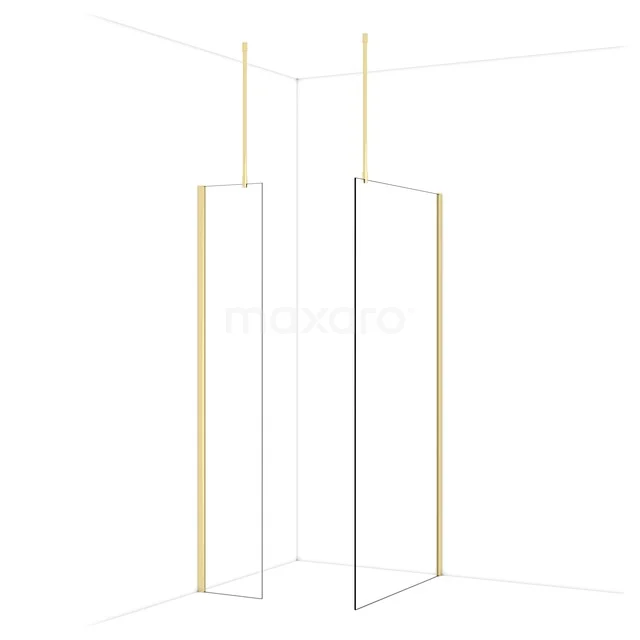 Diamond Inloopdouche | 100x40 cm Glanzend lichtgoud Helder glas 2 vaste wanden IDB0410910GLG Diamond Inloopdouche | 100x40 cm Glanzend lichtgoud Helder glas 2 vaste wanden IDB0410910GLG