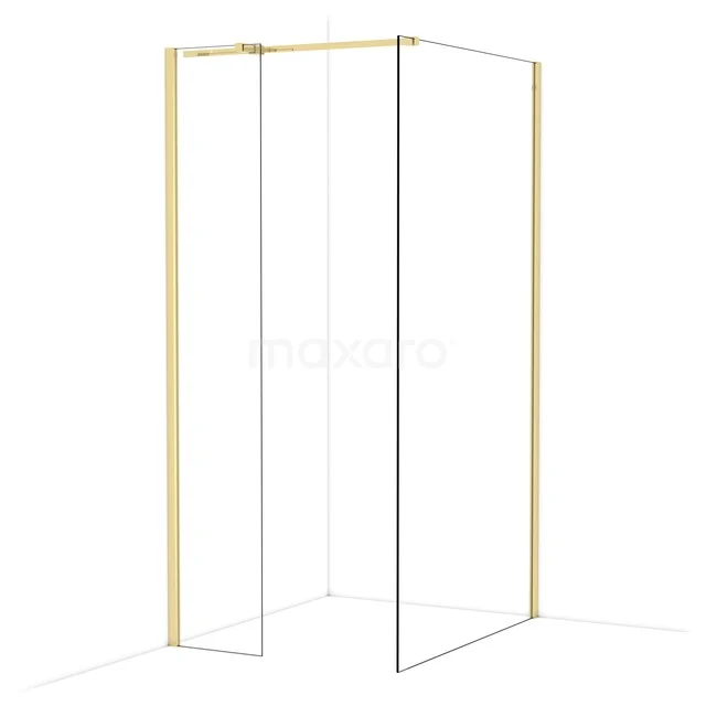 Begehbare Duschen IDB0411310GLG Goldene Eck-Duschwand mit transparentem Glas, minimalistisches Design. Perfekt für einen modernen Badezimmerstil.