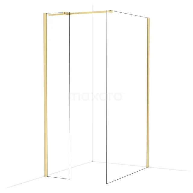Begehbare Duschen IDB0412310GLG Goldene eckige Duschwand mit minimalistischem Rahmen, perfekt für eine moderne Badezimmergestaltung.