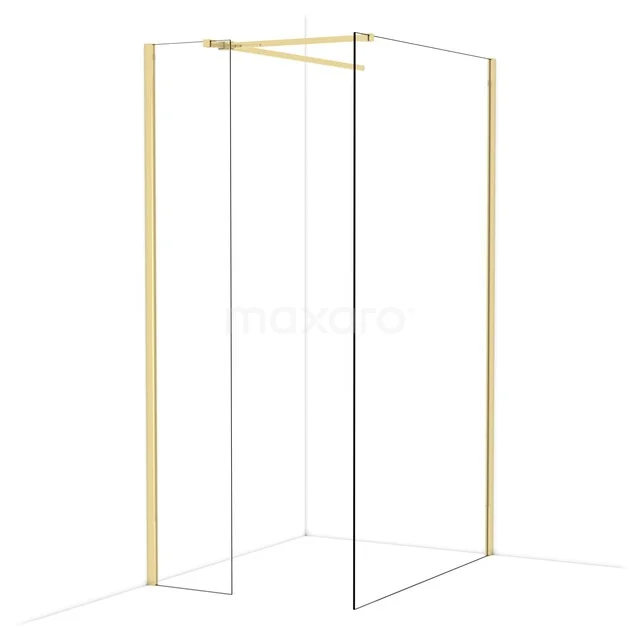 Begehbare Duschen IDB0412510GLG Goldene und weiße Duschtürrahmen aus Aluminium, minimalistisches Design, ideal für ein modernes und stilvolles Badezimmer.