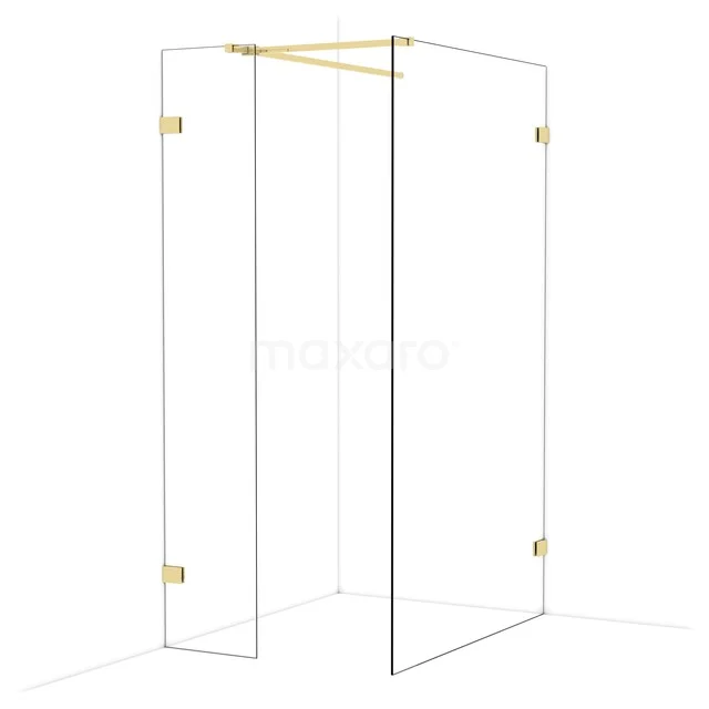 Diamond Inloopdouche | 120x40 cm Glanzend lichtgoud Helder glas 2 vaste wanden IDB0412520GLG