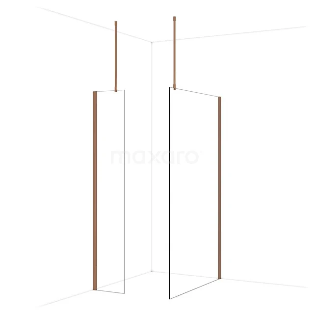 Minimalistische Duschwand mit dünnen schwarzen Profilen und Glasplatte, ideal für ein modernes Badezimmer.