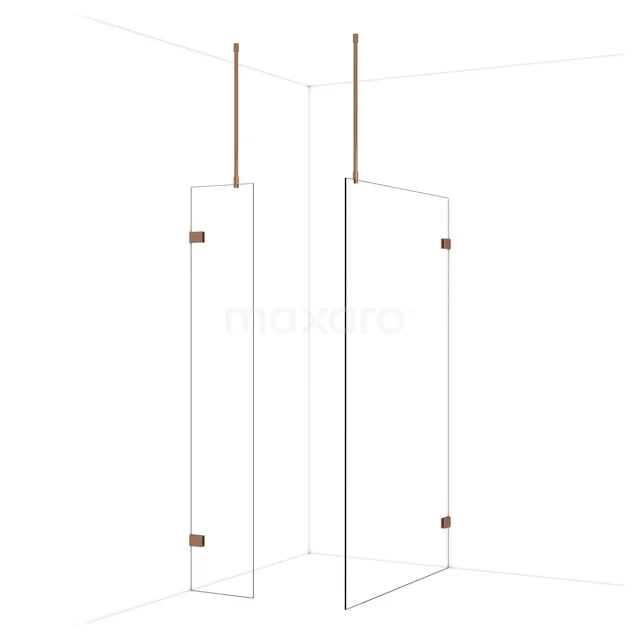 Diamond Walk-in shower | 120x40 cm Glanzend koper Clear glass 2 fixed walls IDB0412920GKP Diamond Walk-in shower | 120x40 cm Glanzend koper Clear glass 2 fixed walls IDB0412920GKP