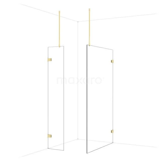 Begehbare Duschen IDB0412920GLG Glasige Duschecke mit goldfarbenen Scharnieren, elegantes Design, ideal für ein modernes Badezimmer.