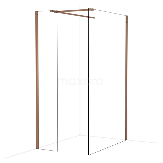 Diamond Inloopdouche | 130x40 cm Glanzend koper Helder glas 2 vaste wanden IDB0413510GKP Diamond Inloopdouche | 130x40 cm Glanzend koper Helder glas 2 vaste wanden IDB0413510GKP