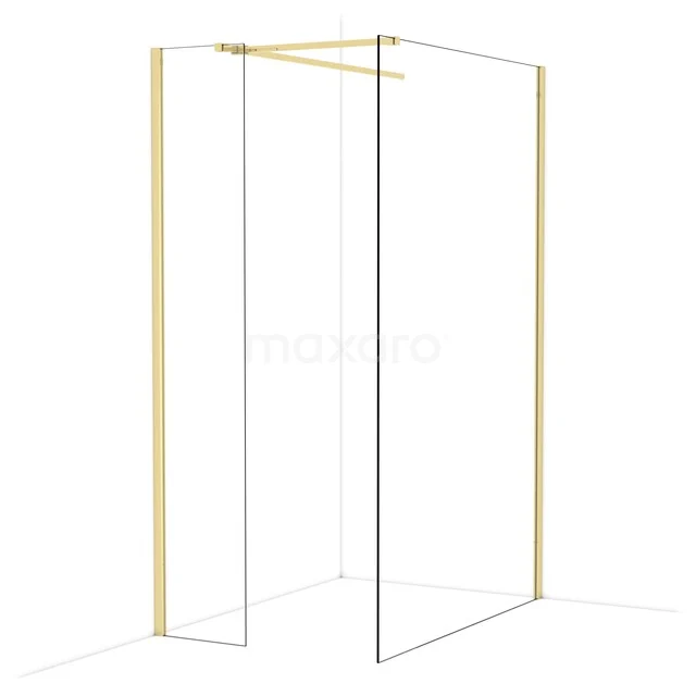 Diamond Inloopdouche | 130x40 cm Glanzend lichtgoud Helder glas 2 vaste wanden IDB0413510GLG Diamond Inloopdouche | 130x40 cm Glanzend lichtgoud Helder glas 2 vaste wanden IDB0413510GLG