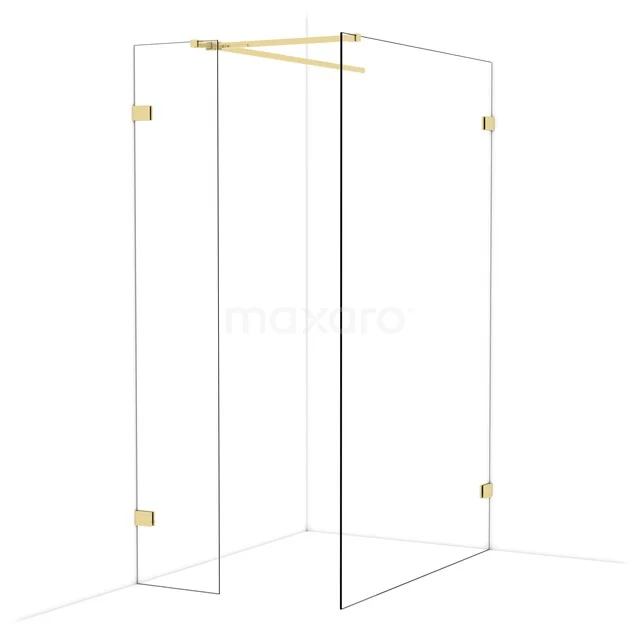 Begehbare Duschen IDB0413520GLG Glas Duschkabine mit Gold Details, eckiges Design, ideal für ein modernes Badezimmer.