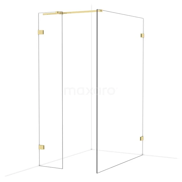 Begehbare Duschen IDB0414320GLG Duschwand mit goldfarbenen Scharnieren, modernes Design aus Klarglas, perfekt für eine luxuriöse Badezimmer Einrichtung.