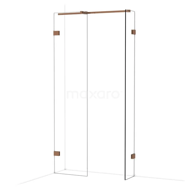 Diamond Inloopdouche | 50x30 cm Glanzend koper Helder glas 2 vaste wanden IDB0503320GKP
