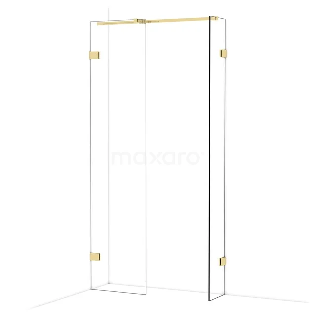 Diamond Inloopdouche | 50x30 cm Glanzend lichtgoud Helder glas 2 vaste wanden IDB0503320GLG