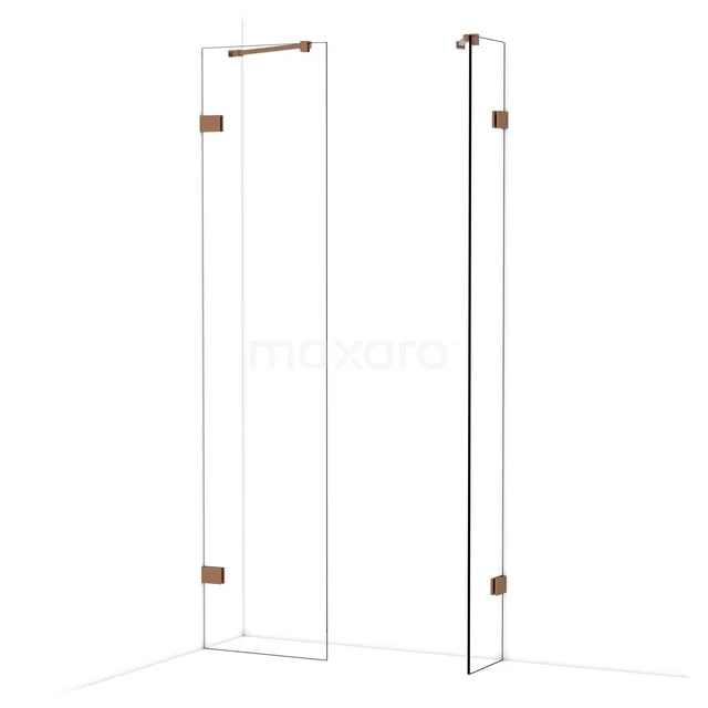 Diamond Inloopdouche | 50x30 cm Glanzend koper Helder glas 2 vaste wanden IDB0503420GKP