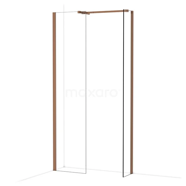 Diamond Inloopdouche | 50x30 cm Glanzend koper Helder glas 2 vaste wanden IDB0503510GKP