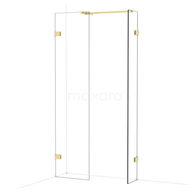 Diamond Inloopdouche | 50x30 cm Glanzend lichtgoud Helder glas 2 vaste wanden IDB0503520GLG