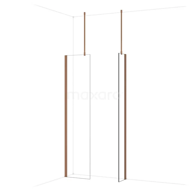 Diamond begehbare Dusche | 50x30 cm Glänzendes Kupfer 2 feste Wände IDB0503910GKP Moderne begehbare Dusche mit Glaswänden und schlanken rosé goldenen Profilen, perfekt für einen stilvollen Badezimmerstil.