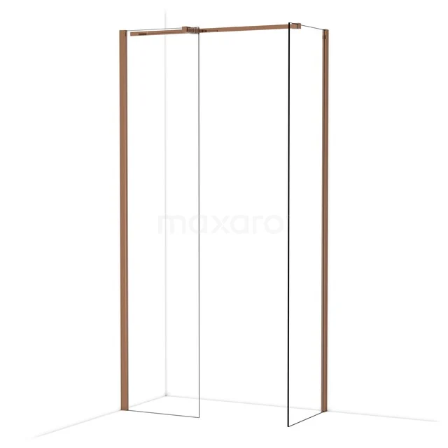 Diamond Walk-in shower | 50x50 cm Glanzend koper Clear glass 2 fixed walls IDB0505310GKP