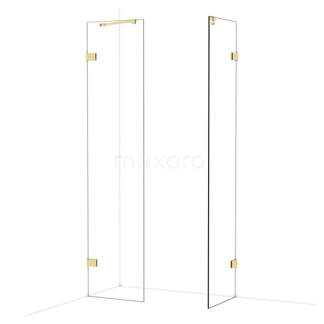 Diamond Walk-in shower | 50x50 cm Glanzend lichtgoud Clear glass 2 fixed walls IDB0505420GLG Diamond Walk-in shower | 50x50 cm Glanzend lichtgoud Clear glass 2 fixed walls IDB0505420GLG