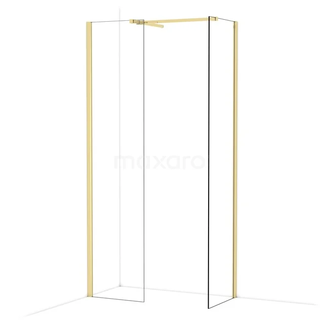 Diamond Inloopdouche | 50x50 cm Glanzend lichtgoud Helder glas 2 vaste wanden IDB0505510GLG