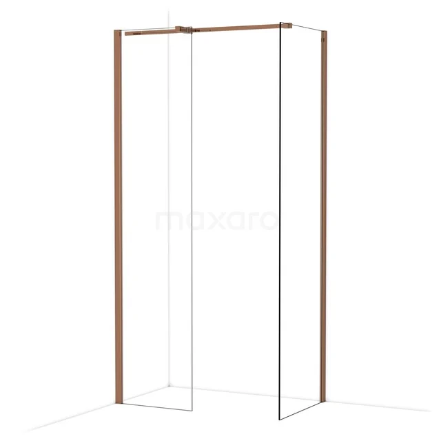 Begehbare Duschen IDB0506310GKP Duschwand mit Klarglas und kupferfarbenen Profilen, elegantes Design für ein stilvolles Badezimmer.