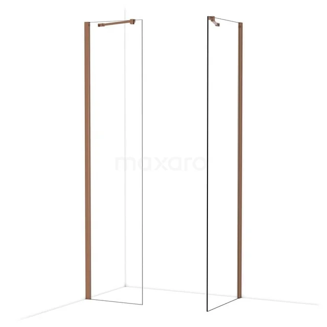 Diamond Inloopdouche | 60x50 cm Glanzend koper Helder glas 2 vaste wanden IDB0506410GKP