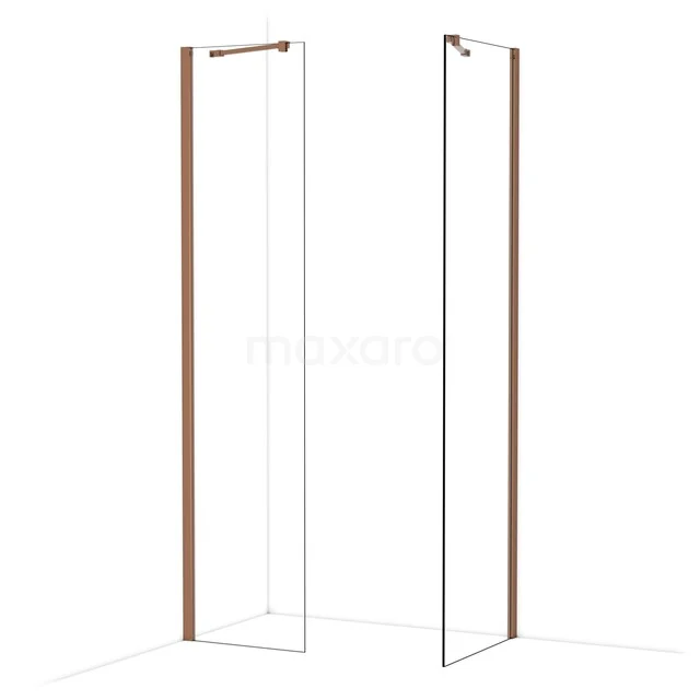 Diamond Walk-in shower | 60x50 cm Glanzend koper Clear glass 2 fixed walls IDB0506410GKP