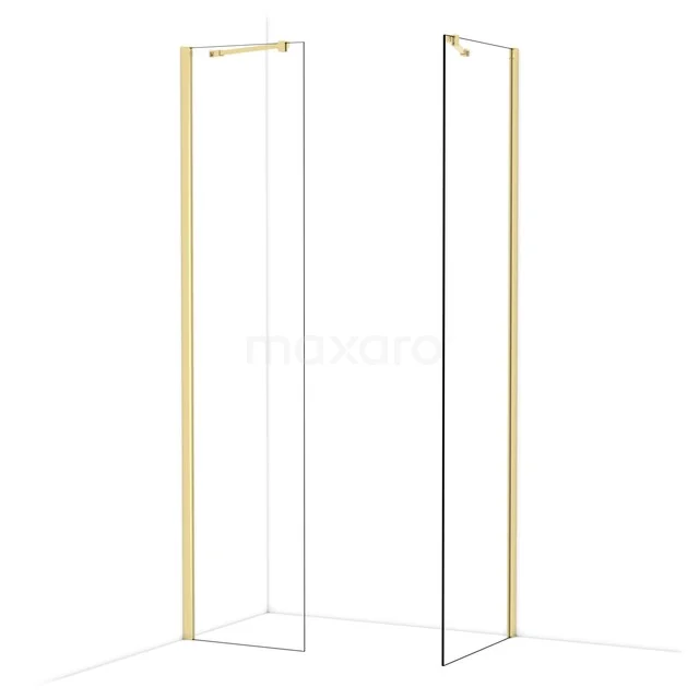 Diamond Inloopdouche | 60x50 cm Glanzend lichtgoud Helder glas 2 vaste wanden IDB0506410GLG