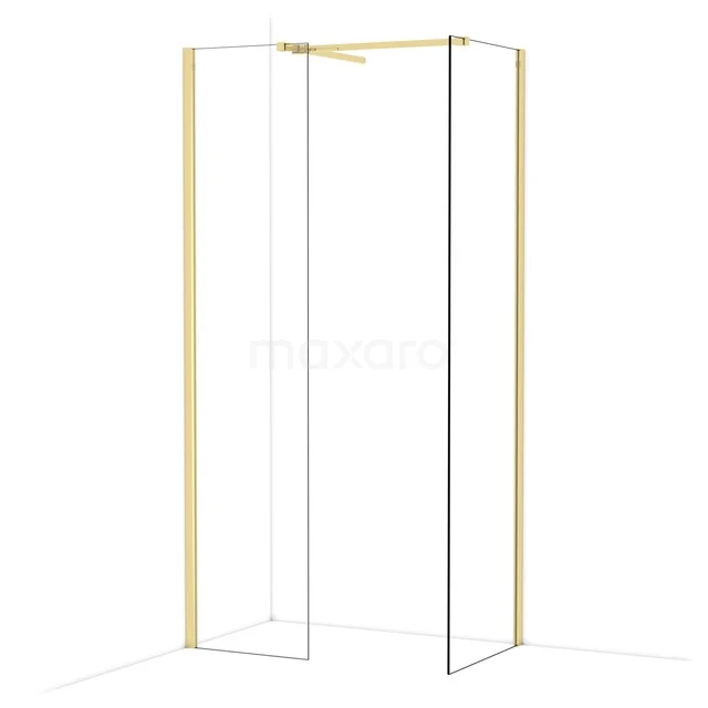 Diamond Walk-in shower | 60x50 cm Glanzend lichtgoud Clear glass 2 fixed walls IDB0506510GLG