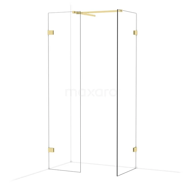 Diamond Inloopdouche | 60x50 cm Glanzend lichtgoud Helder glas 2 vaste wanden IDB0506520GLG