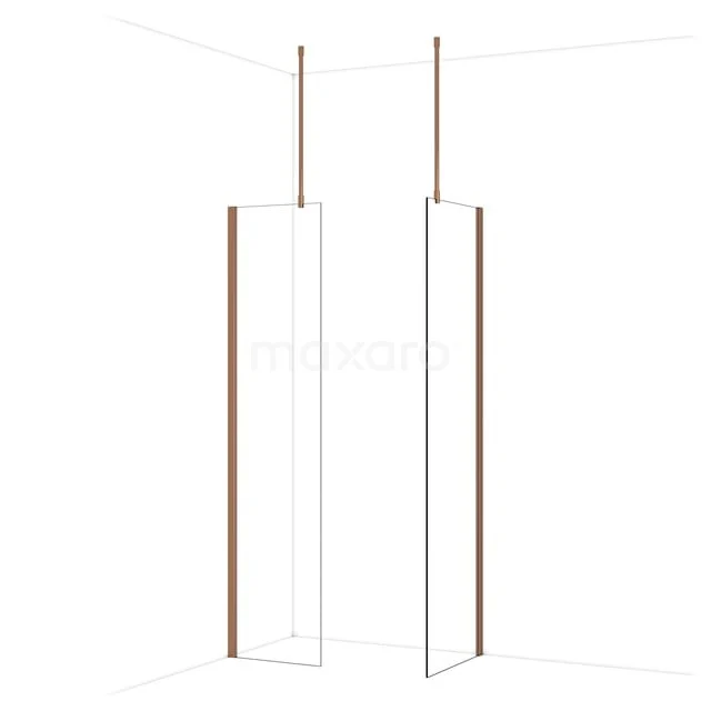 Diamond Inloopdouche | 60x50 cm Glanzend koper Helder glas 2 vaste wanden IDB0506910GKP