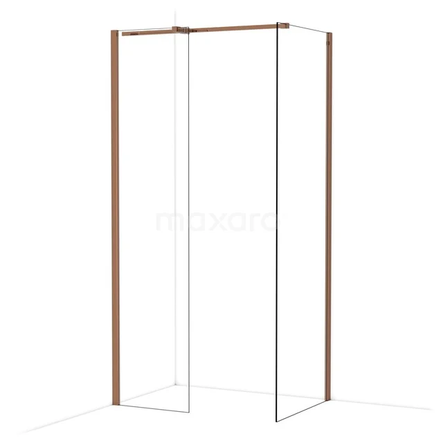 Diamond Walk-in shower | 70x50 cm Glanzend koper Clear glass 2 fixed walls IDB0507310GKP