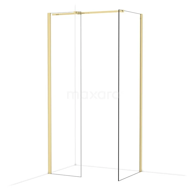 Diamond Walk-in shower | 70x50 cm Glanzend lichtgoud Clear glass 2 fixed walls IDB0507310GLG