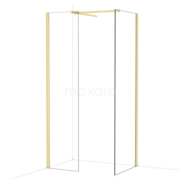 Diamond Walk-in shower | 70x50 cm Glanzend lichtgoud Clear glass 2 fixed walls IDB0507510GLG