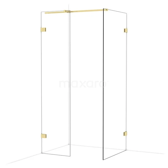 Diamond Walk-in shower | 80x50 cm Glanzend lichtgoud Clear glass 2 fixed walls IDB0508320GLG Diamond Walk-in shower | 80x50 cm Glanzend lichtgoud Clear glass 2 fixed walls IDB0508320GLG
