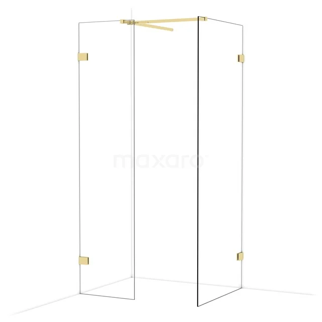 Begehbare Duschen IDB0508520GLG Glas Duschwand Set mit Gold Details, eckiges Design, ideal als luxuriöse Trennwand im Badezimmer.