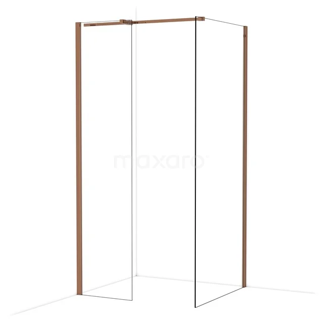 Begehbare Duschen IDB0509310GKP Eck-Duschwand mit kupferfarbenem Rahmen und Klarglas, modernes Design ideal für ein stilvolles Badezimmer.