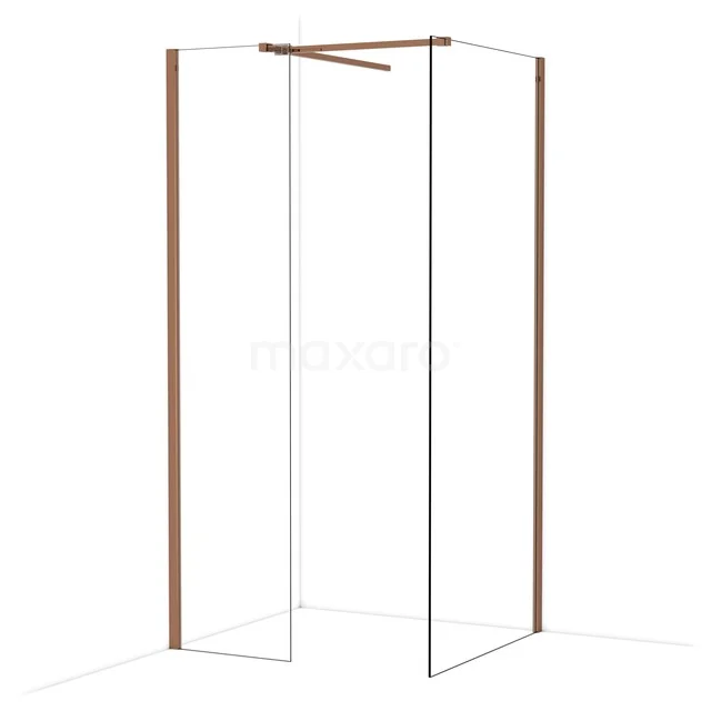 Diamond Walk-in shower | 90x50 cm Glanzend koper Clear glass 2 fixed walls IDB0509510GKP Diamond Walk-in shower | 90x50 cm Glanzend koper Clear glass 2 fixed walls IDB0509510GKP