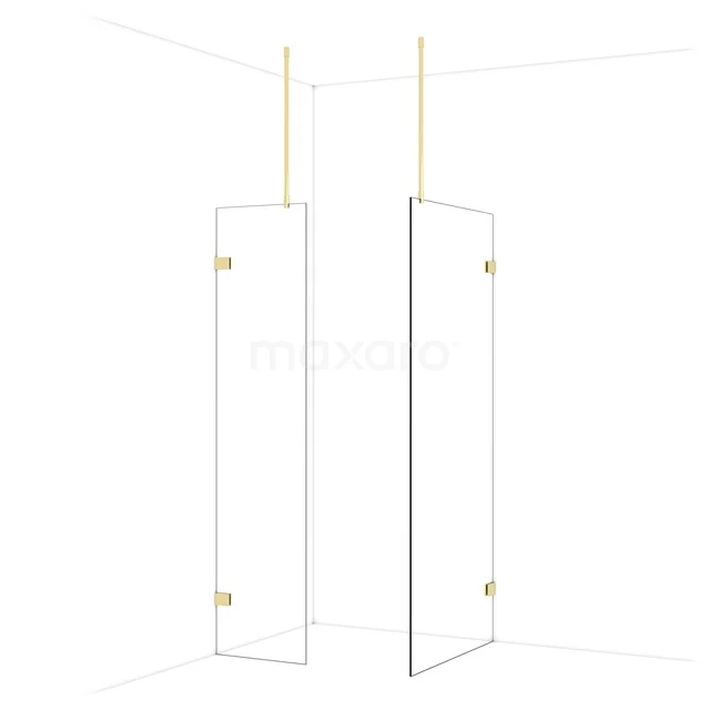 Begehbare Duschen IDB0509920GLG Glas Duschwand mit Messingdetails, minimalistisches Design, ideal für moderne Badezimmergestaltung.