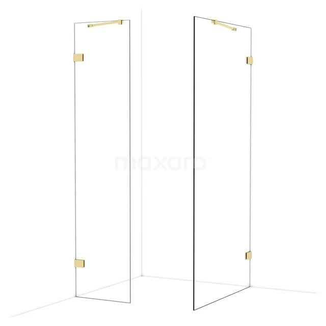 Diamond Inloopdouche | 100x50 cm Glanzend lichtgoud Helder glas 2 vaste wanden IDB0510420GLG Diamond Inloopdouche | 100x50 cm Glanzend lichtgoud Helder glas 2 vaste wanden IDB0510420GLG