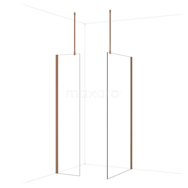 Begehbare Duschen IDB0510910GKP Glas Duschwand mit roségoldenen Profilen, schlankes Design geeignet für ein modernes Badezimmer.